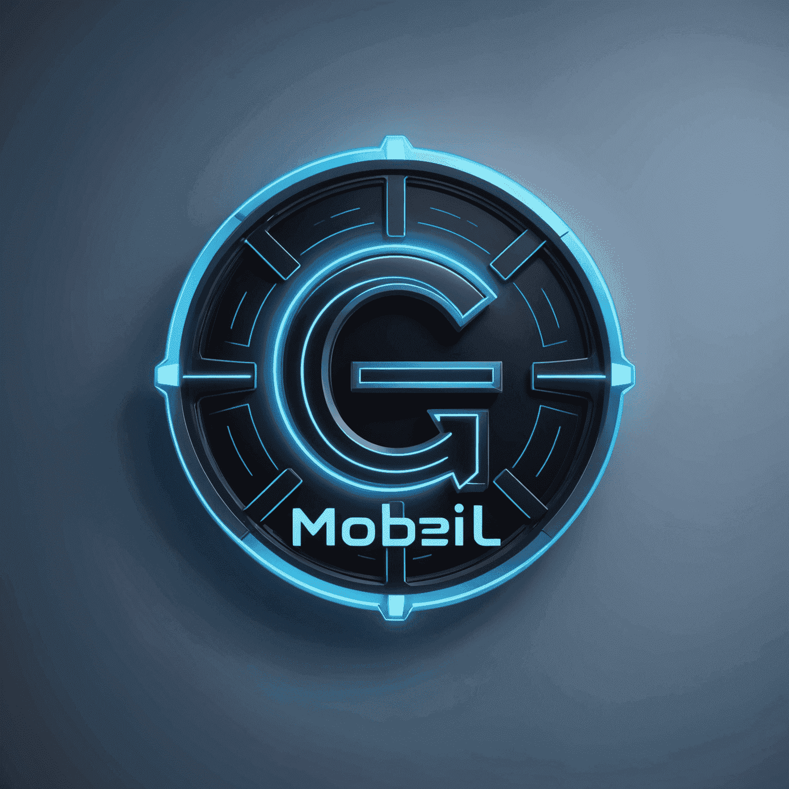 mobil-5g logo with futuristic design and neon blue accents